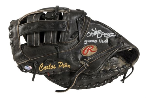 2009-10 Carlos Pena Game Worn and Signed Rawlings First Basemans Glove (PSA/DNA)